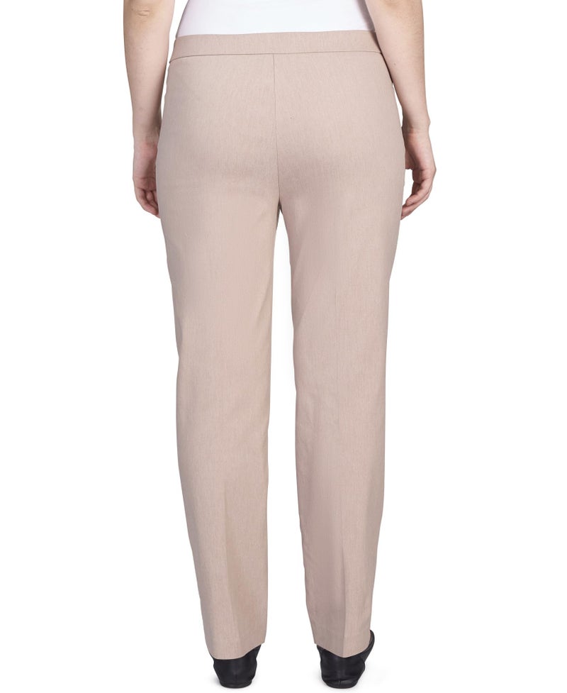 Alfred Dunner Womens Petite Classic Allure Fit Proportioned Pant with Elastic Comfort Waistband Tan Size 16P - Image 2